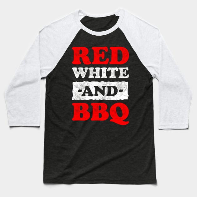 Red White And BBQ Baseball T-Shirt by TeeMaruf